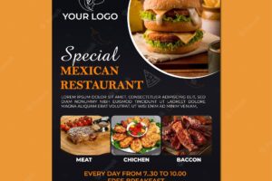 Restaurant flyer template with premium vector