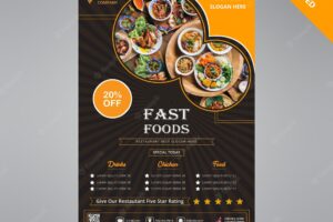 Restaurant food flyer design fast hot food vector template cafe and restaurant menu food menu poster
