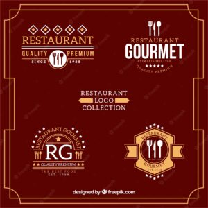 Restaurant logo collection in flat design