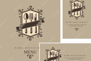 Restaurant menu design with spoon knife and fork