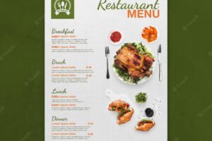 Restaurant menu poster with food print template