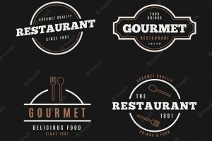 Restaurant retro logo collection on black background