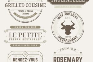 Restaurant retro logo templates pack