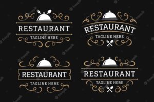 Restaurant vintage logo with flourish ornament