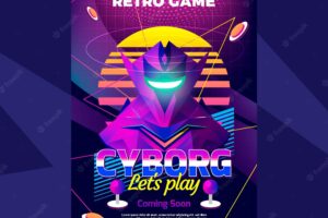 Retro gaming poster template