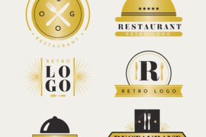 Retro golden restaurant logo collection