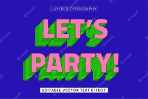 Retro layered word editable vector text effect template