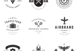 Retro logotypes vector set vintage graphics design elements for logos identity labels badges ribbons arrows and other objects