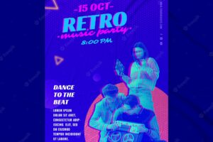 Retro music party flyer template