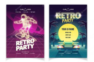 Retro music party poster set