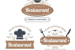 Retro restaurant logo illustration pack
