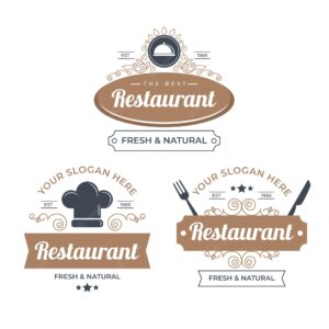 Retro restaurant logo illustration pack
