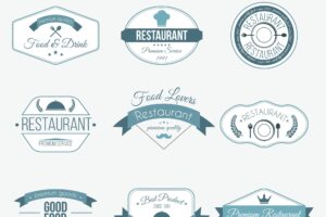 Retro restaurant logos collection