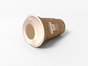 Reusable plastic coffee cup packaging mockup