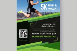 Run and walk sport flyer with photo
