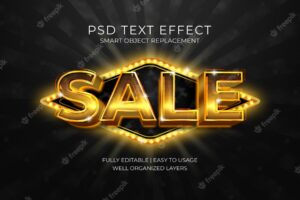 Sale black and gold text effect template