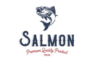 Salmon restaurant logo design template