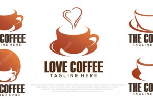 Set coffee logo labels design templates