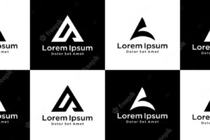 Set of creative monogram letter a logo design