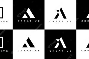 Set of creative monogram letter a logo design