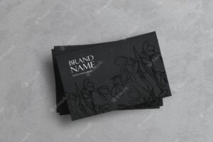 Set of dark textured business cards mockup