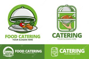 Set of detailed catering logos
