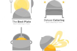 Set of flat design catering logos