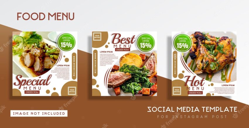 Set of food menu design template for social media instagram post
