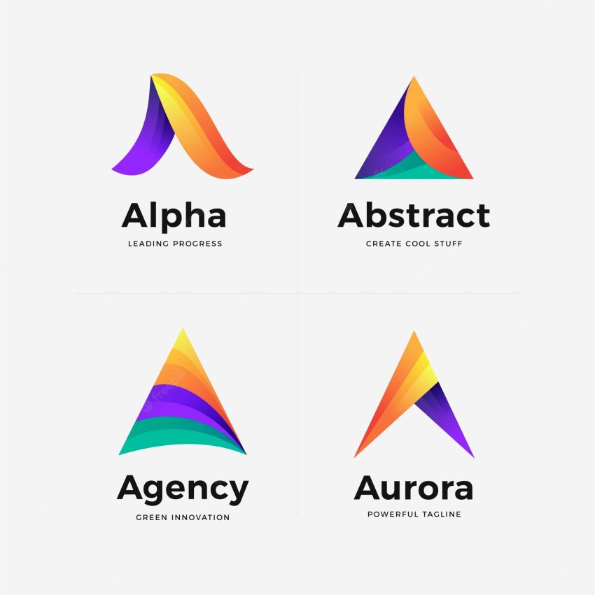 Set of gradient a logo template