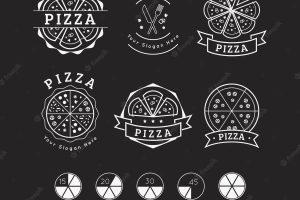 Set of hand drawn pizza logos