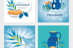 Set of happy hanukkah with decoration