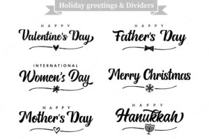 Set of holiday greetings and dividers shape. creative calligraphic concept for holidays.