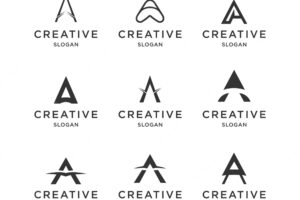 Set letter a logo icon design template vector illustration