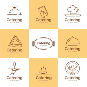 Set of linear flat catering logos