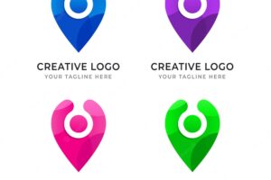 Set of pin logo design template