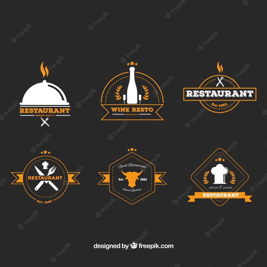 Set of six vintage restaurant logos