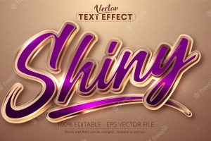 Shiny text, shiny rose gold color style editable text effect