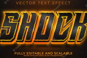 Shock fire text effect, editable electric and energy text style