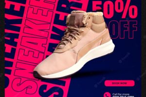 Shoes sale for social media post or square banner template design