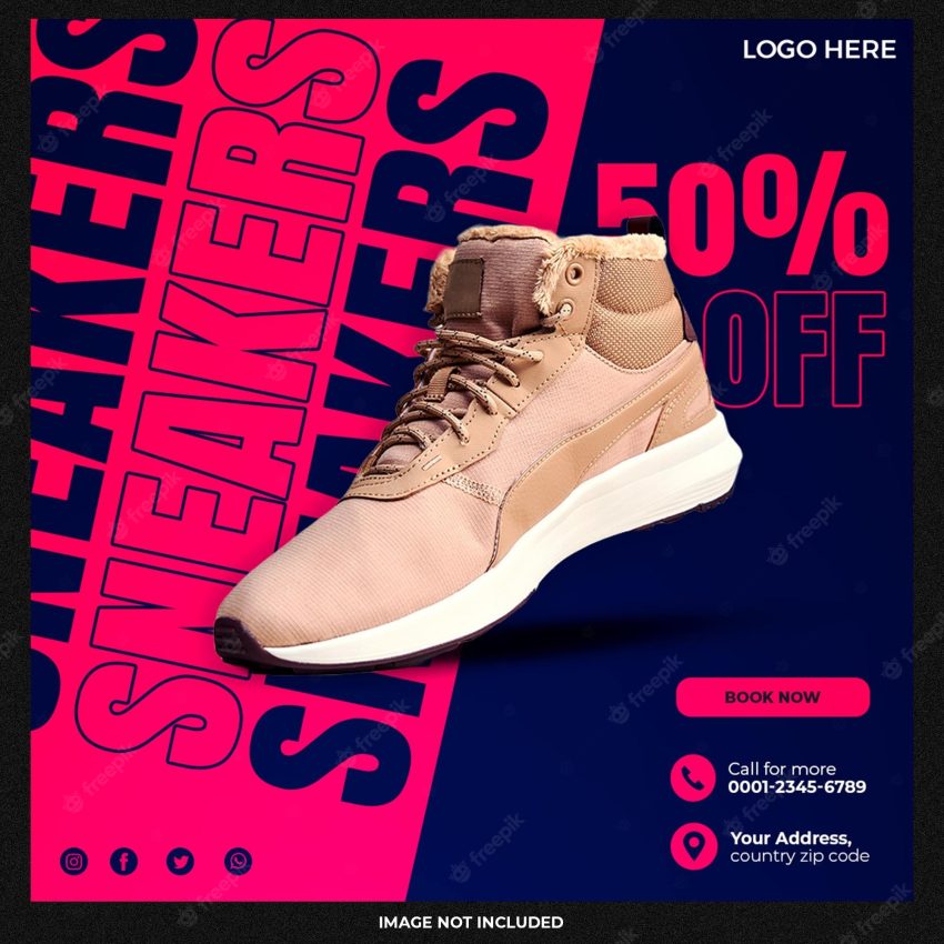 Shoes sale for social media post or square banner template design