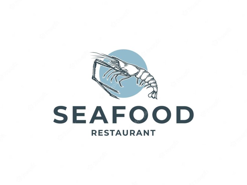Shrimp seafood logo design template