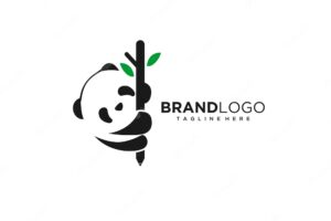 Simple abstract panda logo design free vector