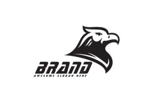 Simple creative bird logo design black and white eagle logo concept hawk or falcon silhouette vector