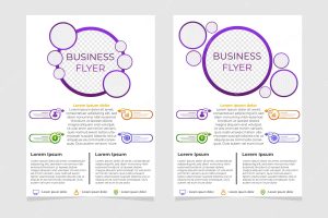 Simple modern business flyer design template with round shapes.