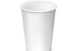 Small white paper cup isolated on white