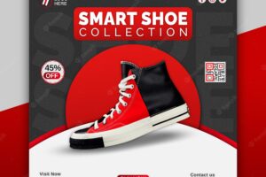 Smart shoes collection instagram banner ad concept social media post template