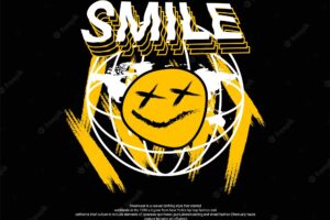 Smile writing design, suitable for screen printing t-shirts, clothes, jackets and others