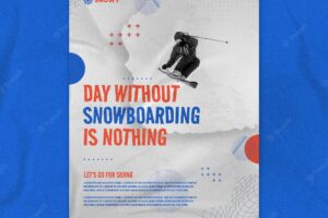 Snowboarding flyer design template