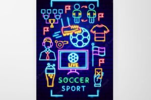 Soccer sport neon flyer