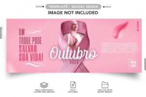 Social media banner instagram template october pink one touch can save your life!